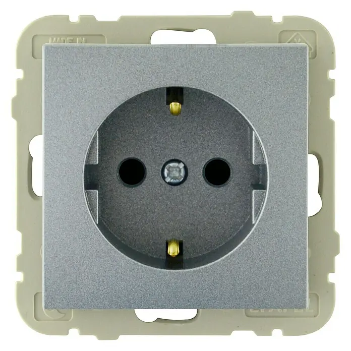 Steckdose Logus - Aluminium, Kunststoff, IP20 - Vorderansicht