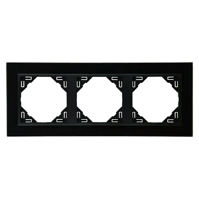 Abdeckrahmen Logus Christal - Schwarz, 3-fach, Glas, Unterputz - Vorderansicht