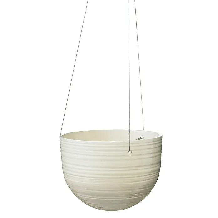 SK Blumenampel Bergamo - Außenmaß (Ø x H): 18 x 13 cm, Keramik, Creme - Vorderansicht