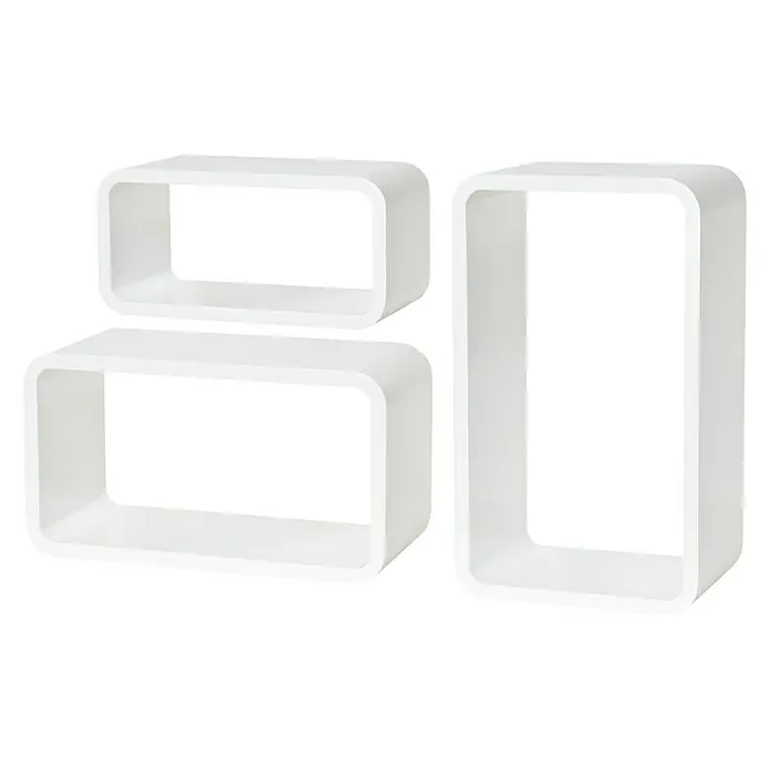 Dolle Set de estantes de pared Long Cube - Carga soportada: 5 kg, Blanco, 3 piezas - Vista frontal