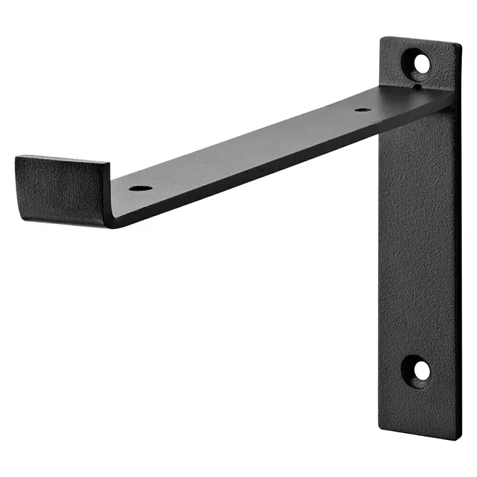 Dolle Wandregalhalter - L x B x H: 208 x 30 x 130 mm, Belastbarkeit: 10 kg, Stahl, Schwarz - Diagonale Ansicht