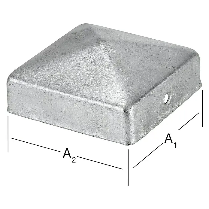 Pfostenkappe - 71 x 71 mm, Stahl - Diagonale Ansicht