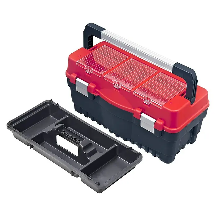 Alutec Werkzeugkasten Profiformula S600 - L x B x H: 547 x 271 x 278 mm, Aluminium, 3 -tlg. - Diagonale Ansicht