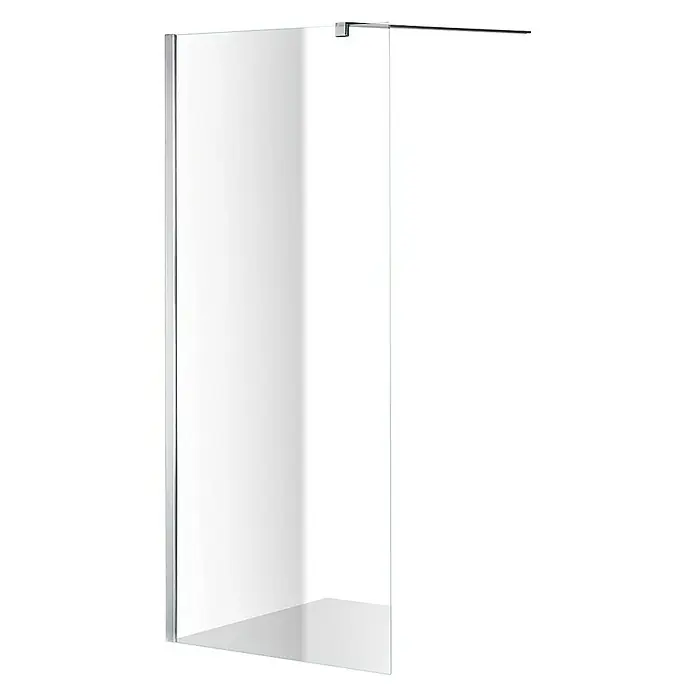 Douchewand Priori Entrada - 90 x 200 cm, Dikte: 8 mm, Transparant, Chroom - Vooraanzicht