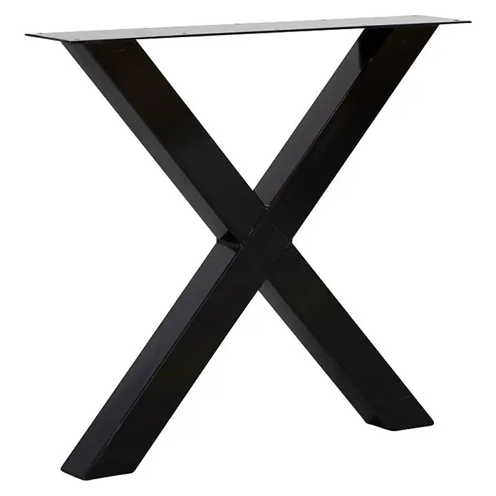 Tafelpoot Model X - 90 x 78,1 x 17,6 cm, Zwart - Zijaanzicht rechts