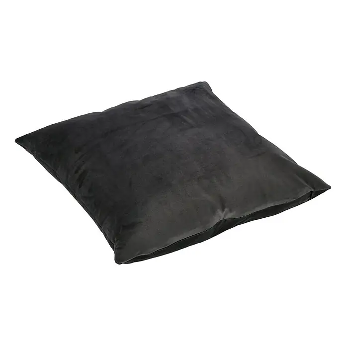 Kissen Uni Velours - Anthrazit, 45 x 45 cm, 100 % Polyester - Diagonale Ansicht
