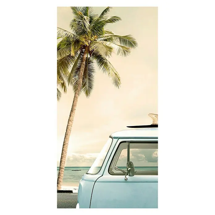 Póster Palmera y coche - Palm and car, An x Al: 40 x 80 cm - Vista frontal