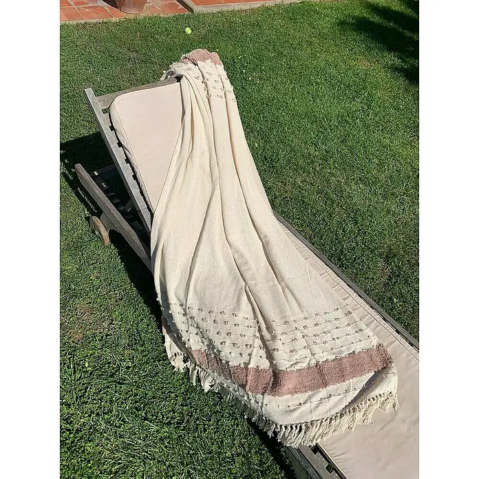 Plaid Alhama - 120 x 180 cm, Beige, Rectangular - Foto ambiente