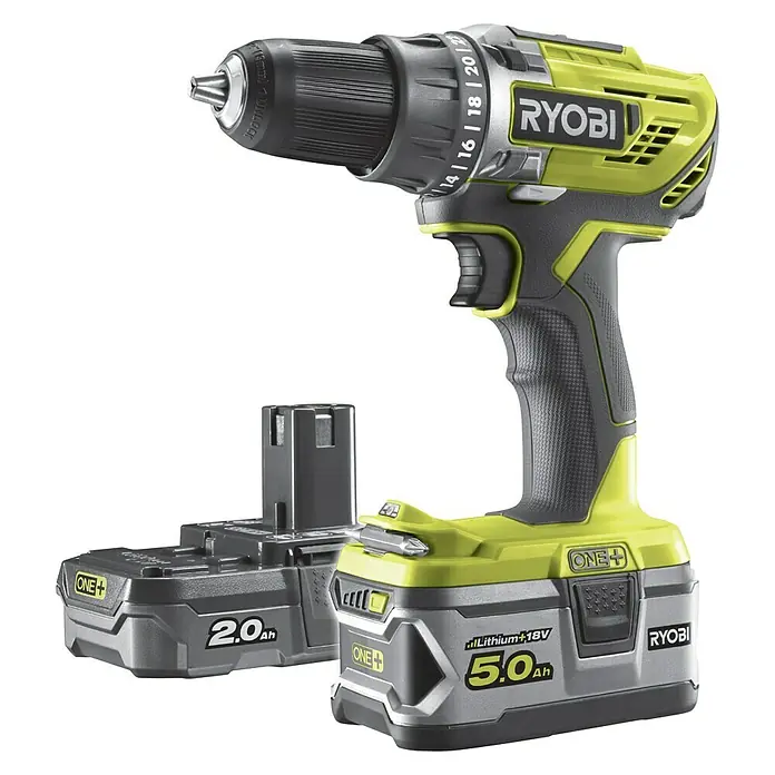 Ryobi Machineset R18DD3-252VT - 18 V, 2 accu's - Zijaanzicht links