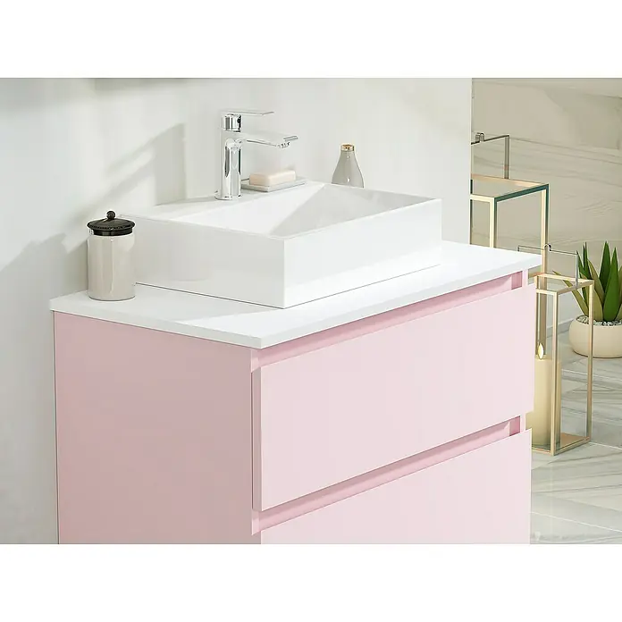 Mueble de lavabo Fons - 46 x 100 x 56 cm, Rosa, Mate - Foto ambiente