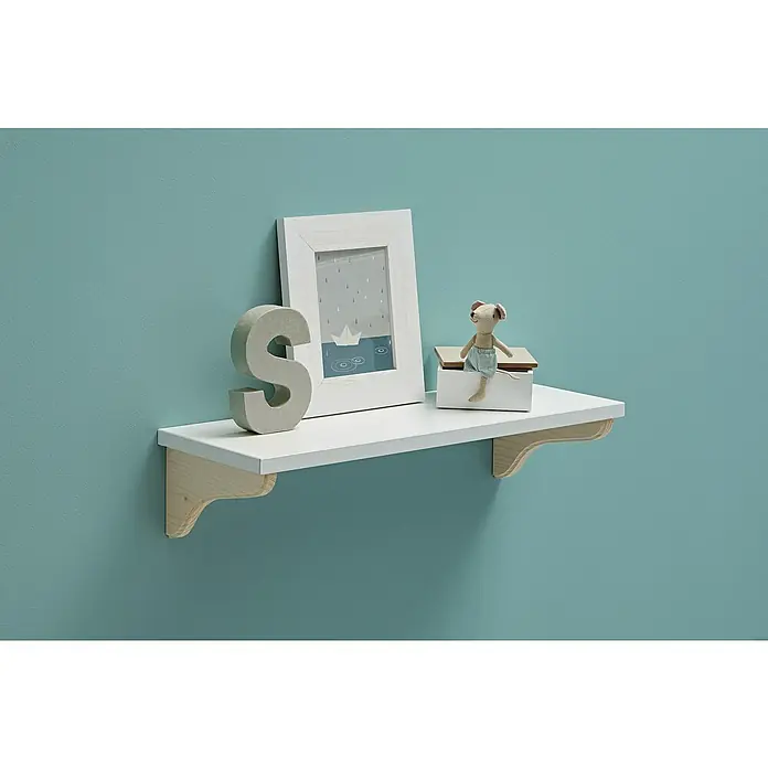 Dolle Zidna polica Lite - D x Š x D: 60 x 20 x 1,9 cm, Bijele boje - Živopisni prikaz