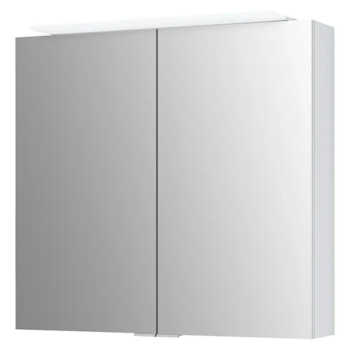 Camargue LED-Spiegelschrank Vela - B x H: 72 x 68,5 cm, Mit Beleuchtung, MDF, Weiß - Diagonale Ansicht