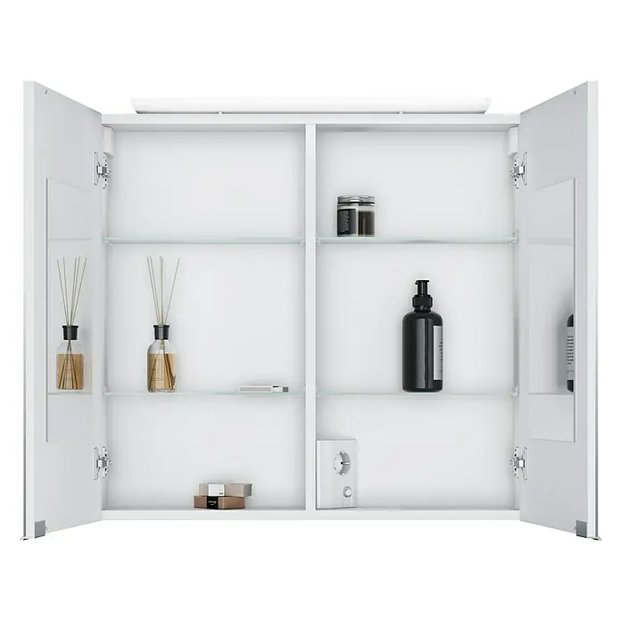 Camargue LED-Spiegelschrank Vela - B x H: 72 x 68,5 cm, Mit Beleuchtung, MDF, Weiß - Vorderansicht