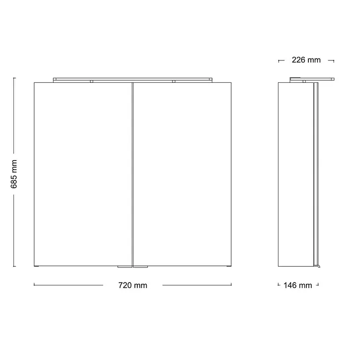Camargue LED-Spiegelschrank Vela - B x H: 72 x 68,5 cm, Mit Beleuchtung, MDF, Weiß