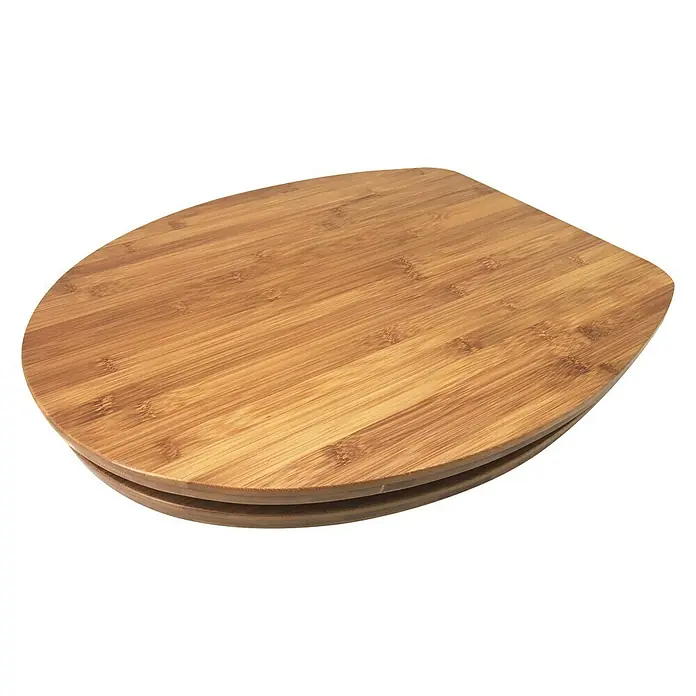 Poseidon Toiletzitting Bamboe donker - Softclose, Hout, Naturel donker - Diagonaal zicht
