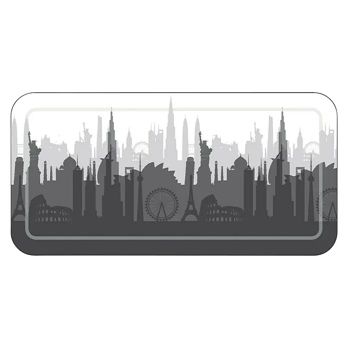 Podloga za kadu Smoothie City - 35 x 71 cm, PVC, Bijela-siva-crna - Pogled s gornje strane