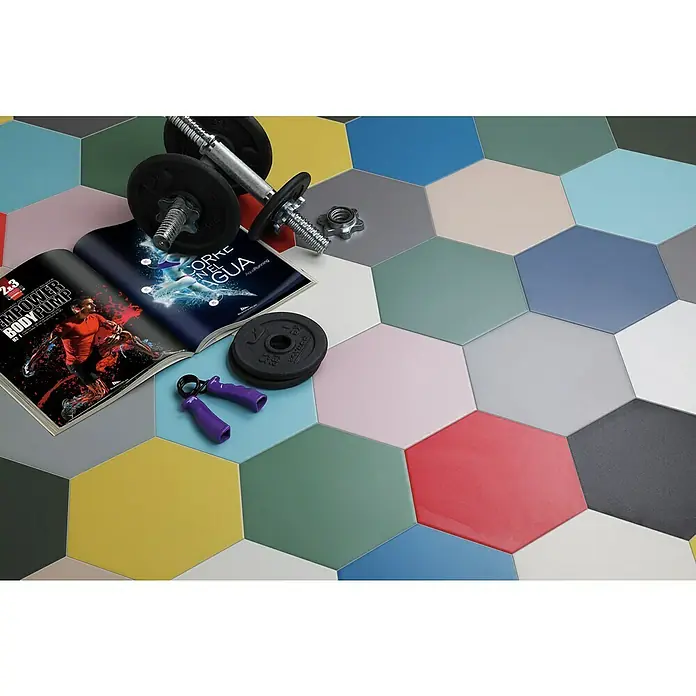 Feinsteinzeugfliese Hexagon Basic Ducados - 22 x 25 cm, Dunkelblau, Matt - Stimmungsaufnahme