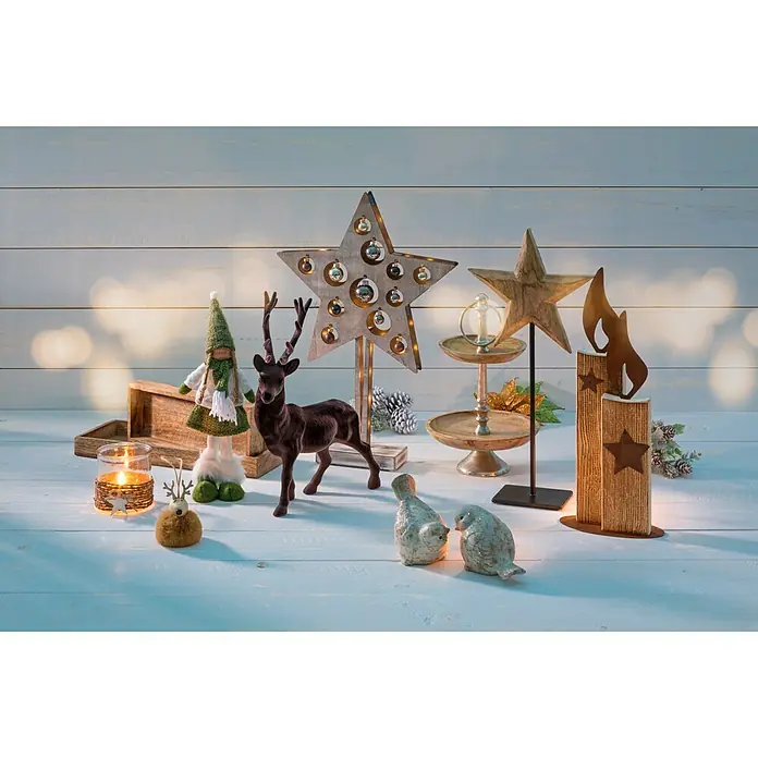 Christbaumschmuck Hirsch mit Fell - Braun, Kunststoff, Rund - Stimmungsaufnahme