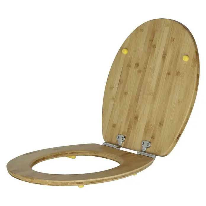 Poseidon Toiletzitting Bamboe licht - Softclose, Hout, Naturel licht - Diagonaal zicht