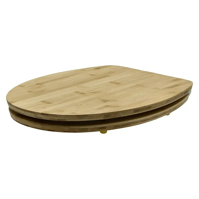 Poseidon Toiletzitting Bamboe licht - Softclose, Hout, Naturel licht - Diagonaal zicht