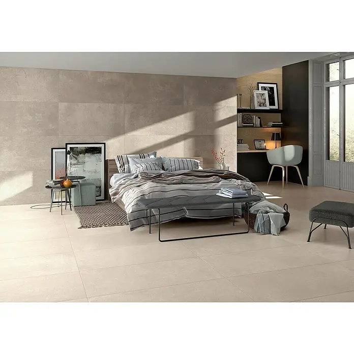 BHS Showroom Pavimento porcelánico Rodano - 60 x 120 cm, Taupe, Rectificado - Foto ambiente