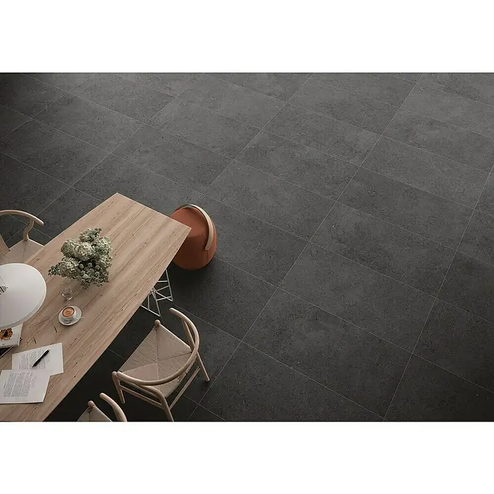 BHS Showroom Pavimento porcelánico Suave Stavanger - 60 x 120 cm, Basalto, Rectificado - Foto ambiente