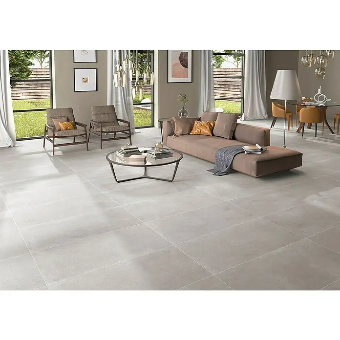 BHS Showroom Pavimento porcelánico Claire - 60 x 120 cm, Gris, Rectificado - Foto ambiente