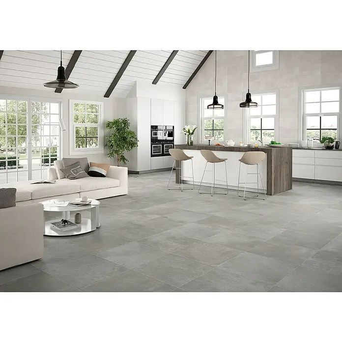 Pavimento porcelánico Rodano - 75 x 75 cm, Gris oscuro, Rectificado - Foto ambiente