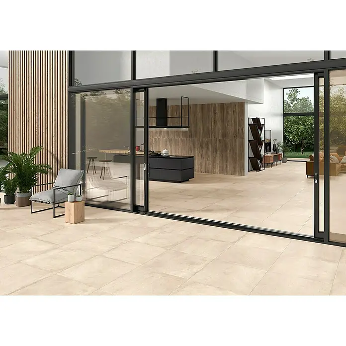 BHS Showroom Pavimento porcelánico Suave Stoneage - 60 x 60 cm, Arena, Rectificado, Espesor: 20 mm - Foto ambiente