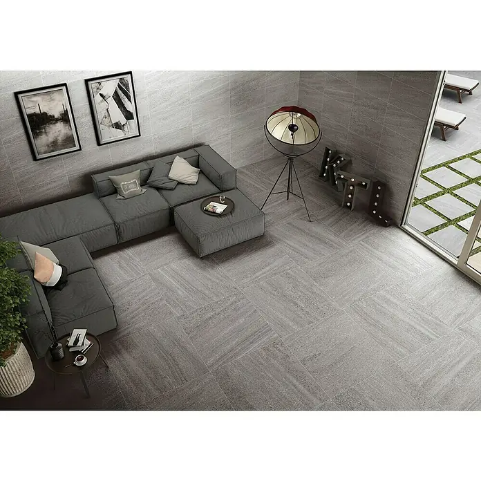 BHS Showroom Pavimento porcelánico Carleen - 37 x 75 cm, Gris, Rectificado - Foto ambiente