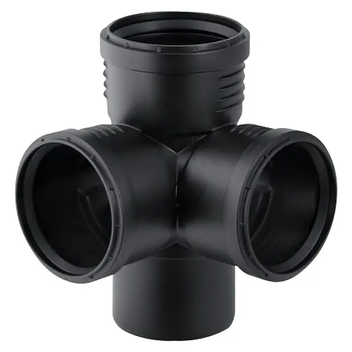 Geberit Silent PP-Doppelabzweig 2 - DN 100/100/100, 87 ° - Vorderansicht