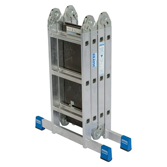 Krause Stabilo Sprossen-Gelenk-Combileiter - Arbeitshöhe: 4,4 mm, 4 x 3 Sprossen, Aluminium - Linke Seitenansicht