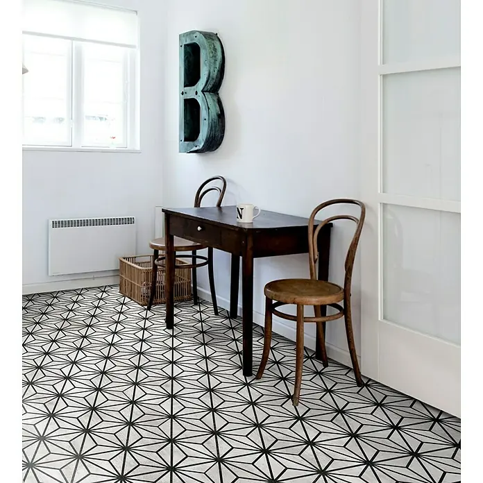 Feinsteinzeugfliese Hexagon Tribeca Grey - 22 x 25 cm, Grau/Schwarz, Matt - Stimmungsaufnahme