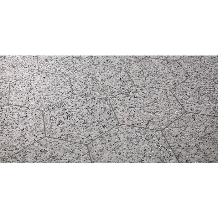 Feinsteinzeugfliese Hexagon Granite White - 25 x 22 cm, Weiß/Grau, Matt - Detailaufnahme