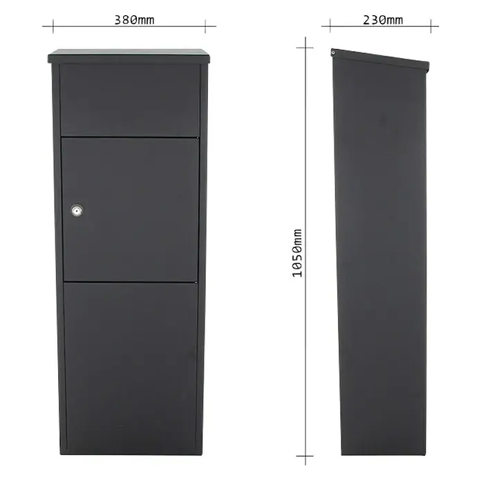 Rottner Paketbox Parcel Keeper - L x B x H: 230 x 380 x 1.050 mm, Geeignet für: Pakete bis 310 x 290 x 155 mm - Vorderansicht