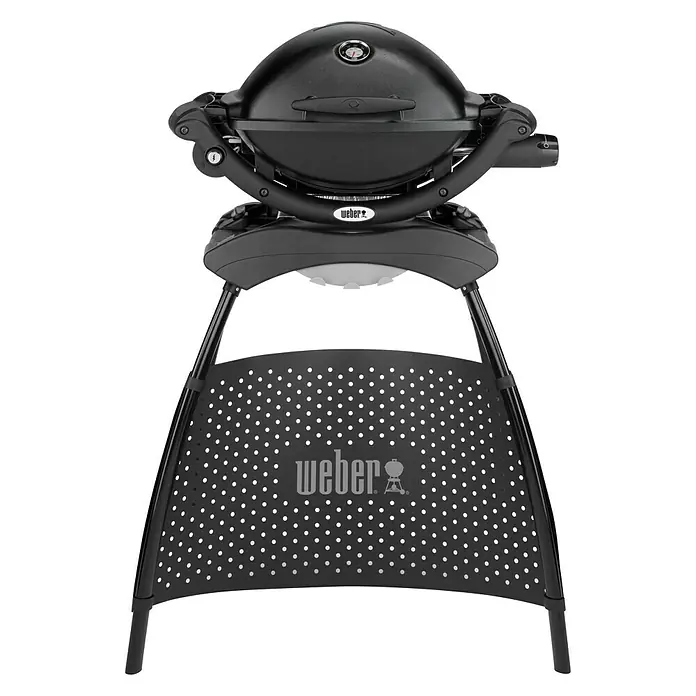 Weber Gasgrill Q 1200 - Anzahl Brenner: 1, Hauptgrillfläche: 43 x 32 cm, 2,49 kW, Schwarz - Vorderansicht