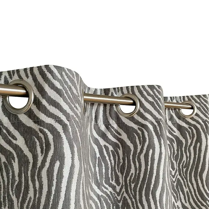 Cortina con ollaos Odín cebra - 140 x 270 cm, 85 % poliéster y 15 % algodón, Gris - Primer plano