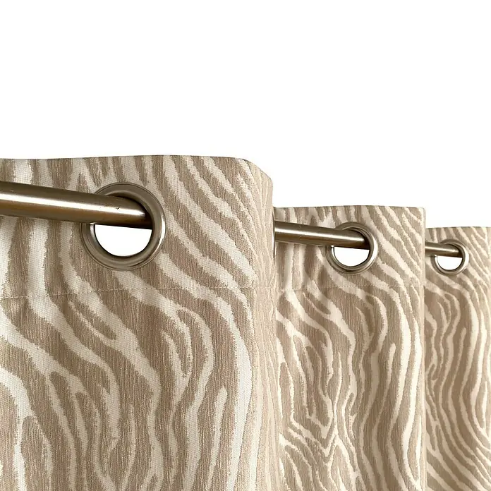 Cortina con ollaos Odín cebra - 140 x 270 cm, 85% poliéster y 15% algodón, Beige - Primer plano