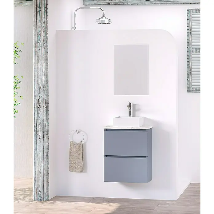 Conjunto de mueble de baño Picolo - 50 cm, Azul, Mate - Foto ambiente