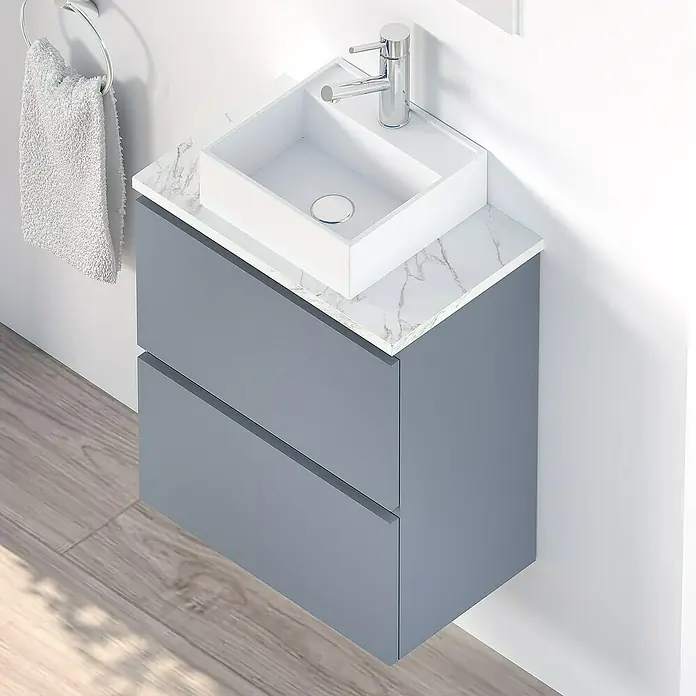 Conjunto de mueble de baño Picolo - 50 cm, Azul, Mate - Foto ambiente