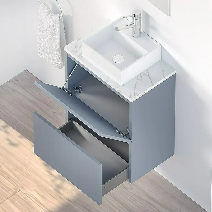Conjunto de mueble de baño Picolo - 50 cm, Azul, Mate - Foto ambiente