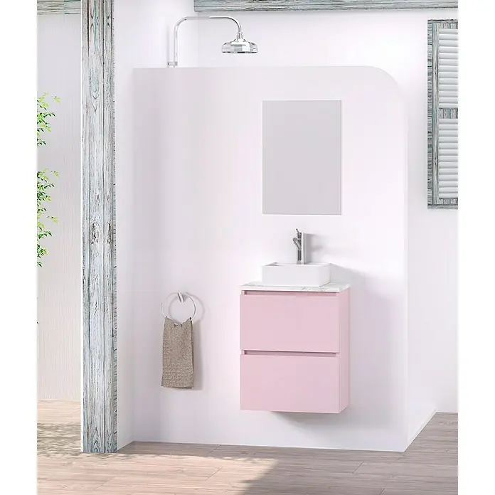 Conjunto de mueble de baño Picolo - 50 cm, Rosa, Mate - Foto ambiente