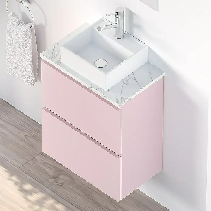 Conjunto de mueble de baño Picolo - 50 cm, Rosa, Mate - Foto ambiente