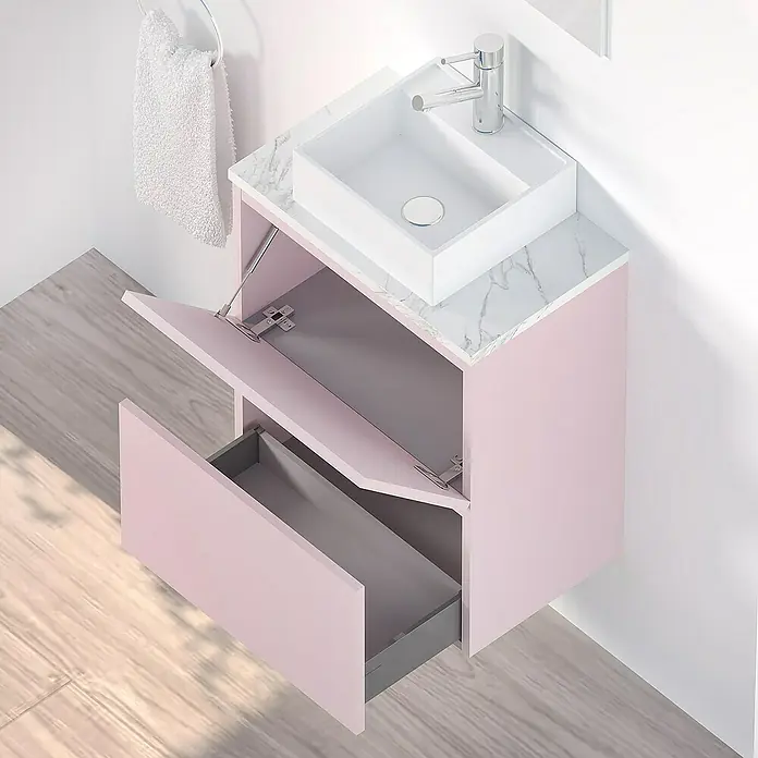 Conjunto de mueble de baño Picolo - 50 cm, Rosa, Mate - Foto ambiente