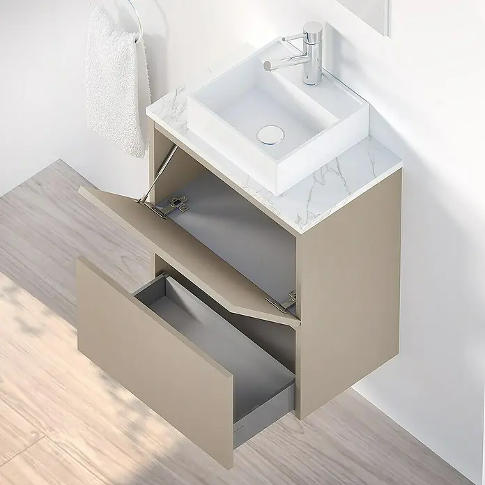 Conjunto de mueble de baño Picolo - 50 cm, Fango, Mate - Foto ambiente