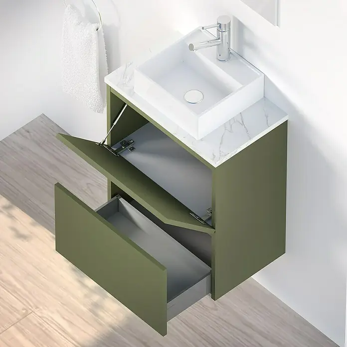 Conjunto de mueble de baño Picolo - 50 cm, Musgo, Mate - Foto ambiente