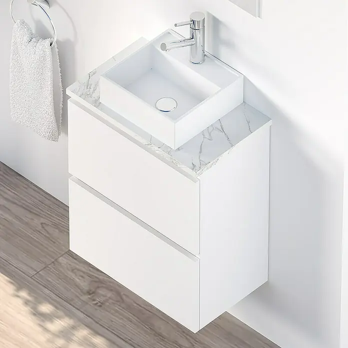 Conjunto de mueble de baño Picolo - 50 cm, Blanco seda, Mate - Foto ambiente