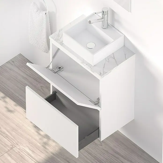 Conjunto de mueble de baño Picolo - 50 cm, Blanco seda, Mate - Foto ambiente