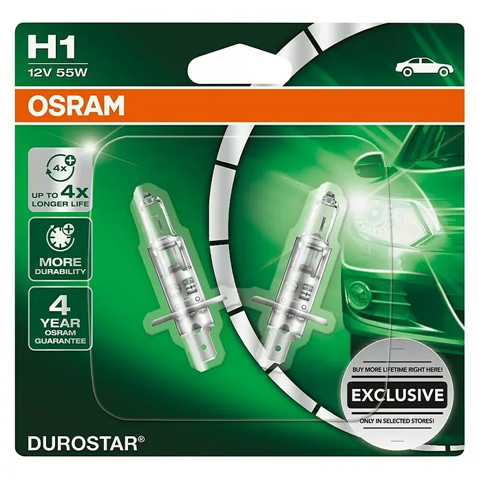 Osram Hauptscheinwerfer-Lampen Durostar - H1, 2 Stk. - Vorderansicht