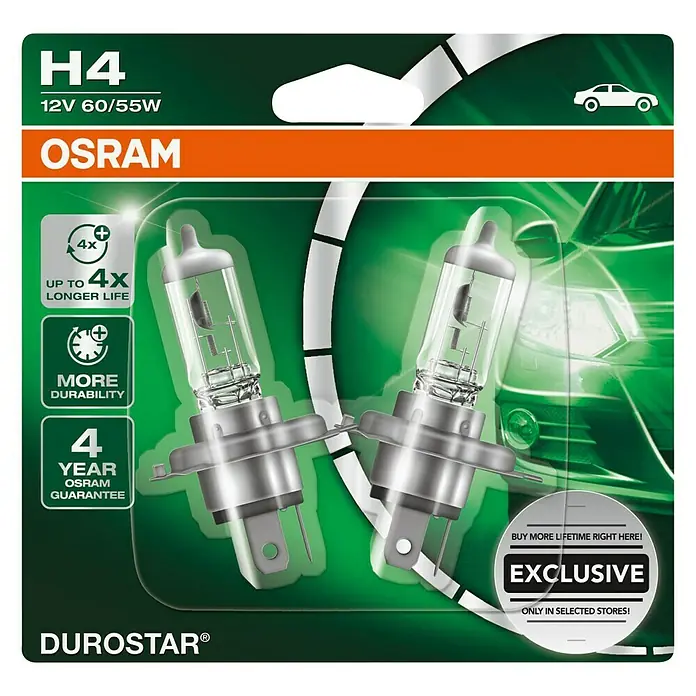 Osram Hauptscheinwerfer-Lampen Durostar - H4, 2 Stk. - Vorderansicht
